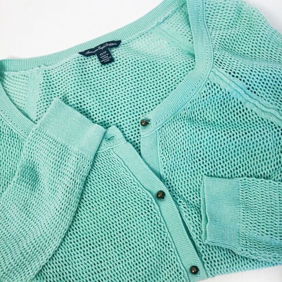 American Eagle Mint Green Mesh Knit Cardigan Sweater Sz XS - Picture 5 of 12